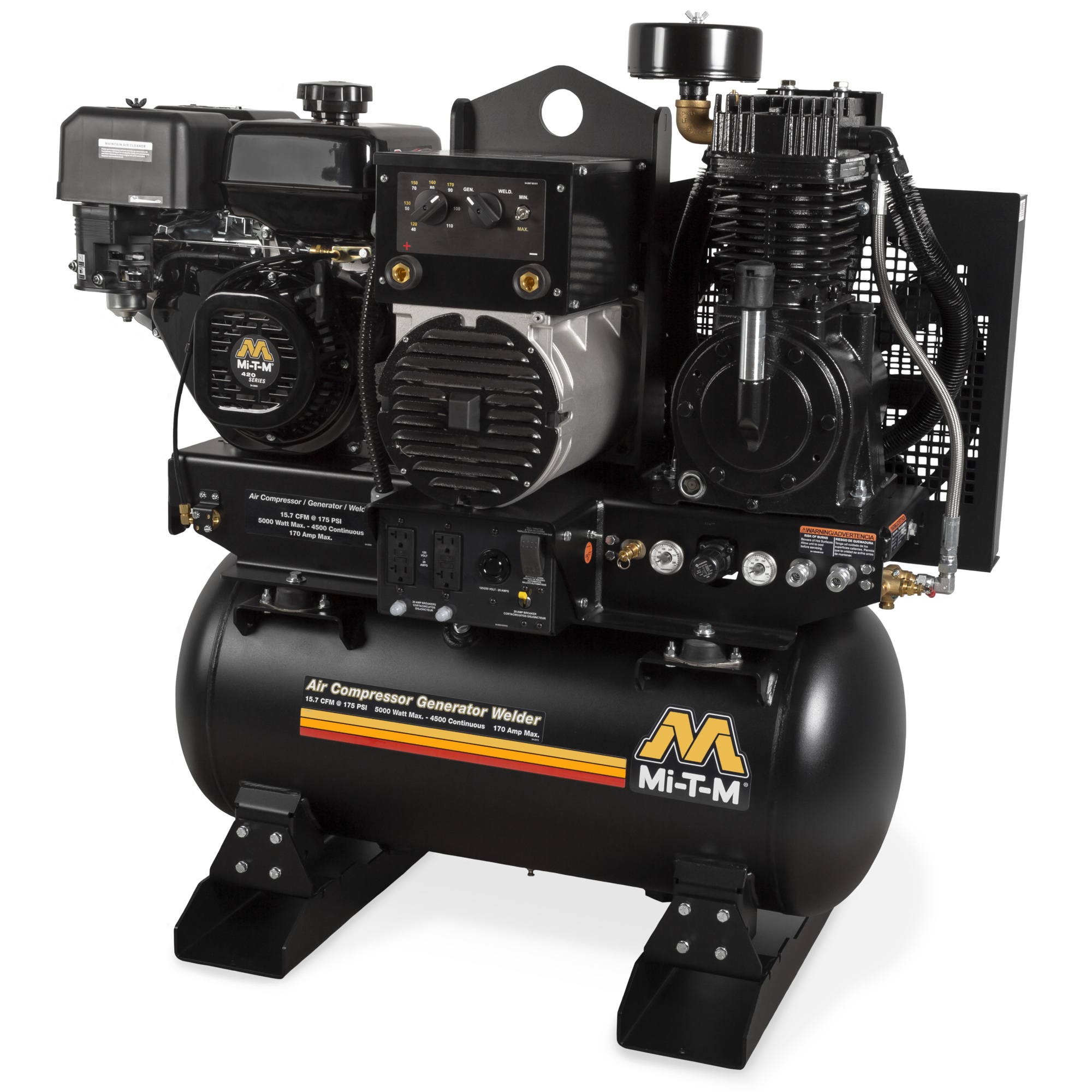 Mi-T-M AGW Series Gasoline Two-Stage Compressor/Generator/Welder — 30 Gallon, Model# AGW-SM14-30M